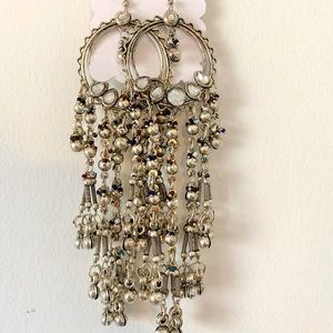 Brand new boho long silver earrings